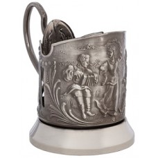 Подстаканник "Русские пляски" никелированный с чернью Подстаканник "Русские пляски" никелированный с чернью