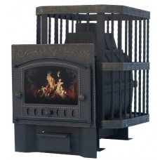 Печь банная чугунная Сибирь-24 Каминная дверца "Сибирь" (сетка)